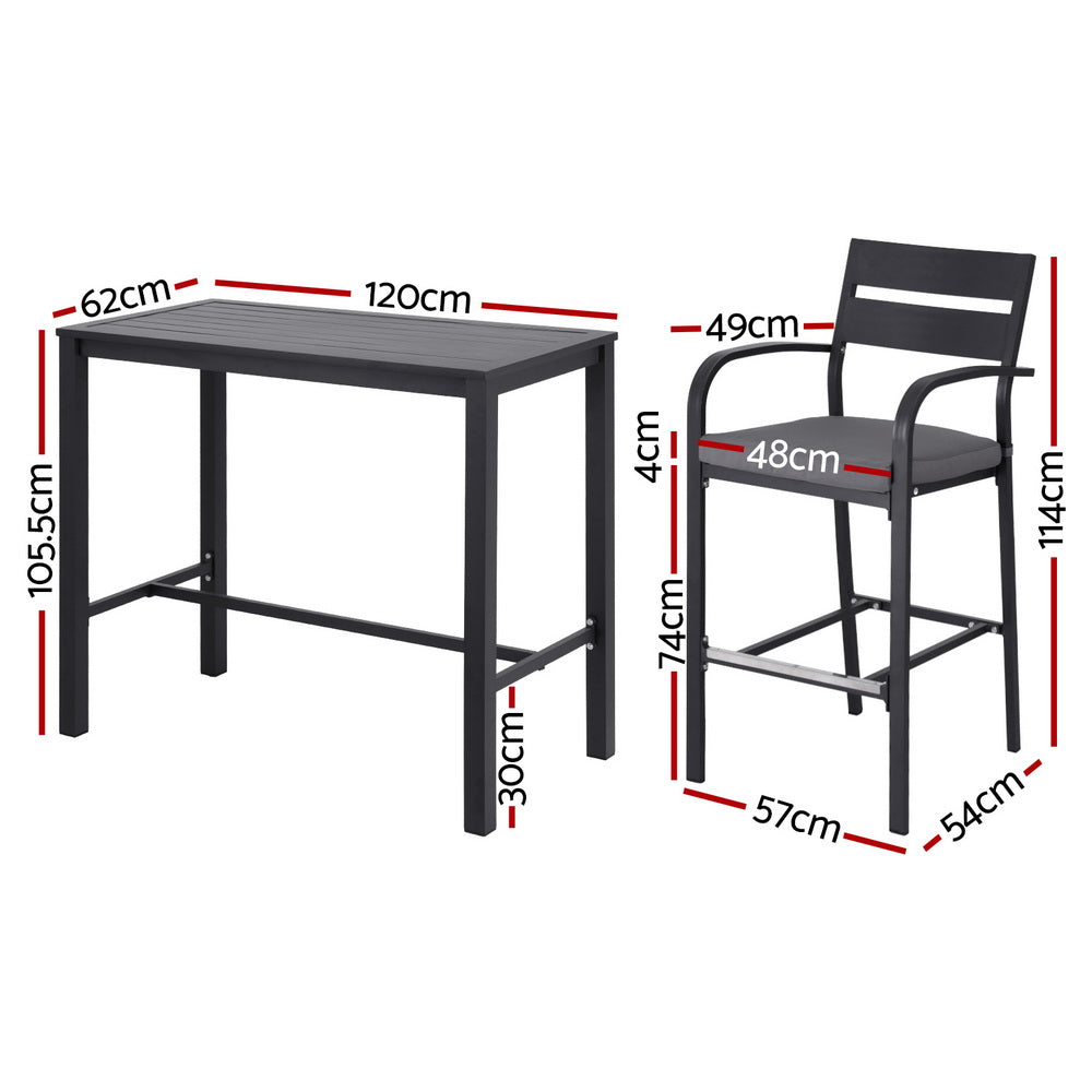 Gardeon Outdoor Bar Set 5-Piece Patio Dining Chairs Aluminium Table Stools-Furniture &gt; Outdoor &gt; Outdoor Dining Sets-PEROZ Accessories