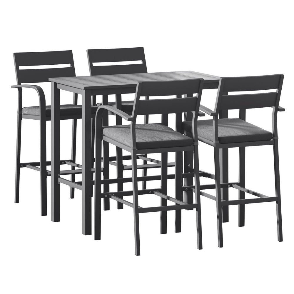 Gardeon Outdoor Bar Set 5-Piece Patio Dining Chairs Aluminium Table Stools-Furniture &gt; Outdoor &gt; Outdoor Dining Sets-PEROZ Accessories