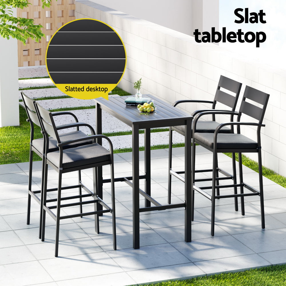 Gardeon Outdoor Bar Set 5-Piece Patio Dining Chairs Aluminium Table Stools-Furniture &gt; Outdoor &gt; Outdoor Dining Sets-PEROZ Accessories