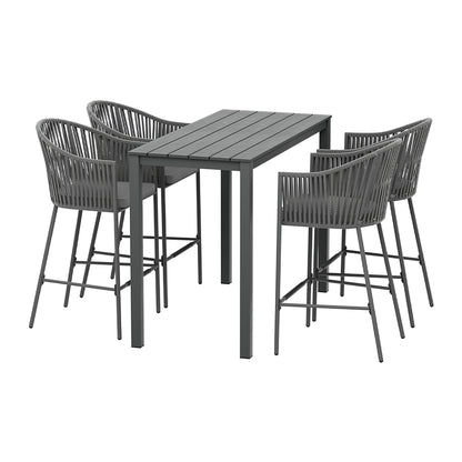 Gardeon 5-Piece Outdoor Bar Set Dining Table Rope Chair Patio Bistro Set-Outdoor Dining Sets-PEROZ Accessories