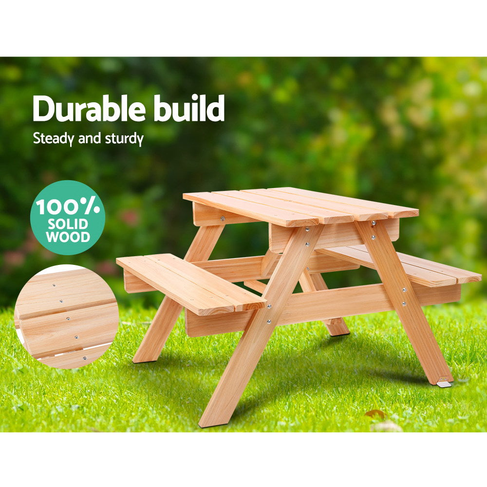 Keezi Kids Outdoor Table and Chairs Picnic Bench Set Children Wooden-Furniture &gt; Outdoor &gt; Outdoor Dining Sets-PEROZ Accessories