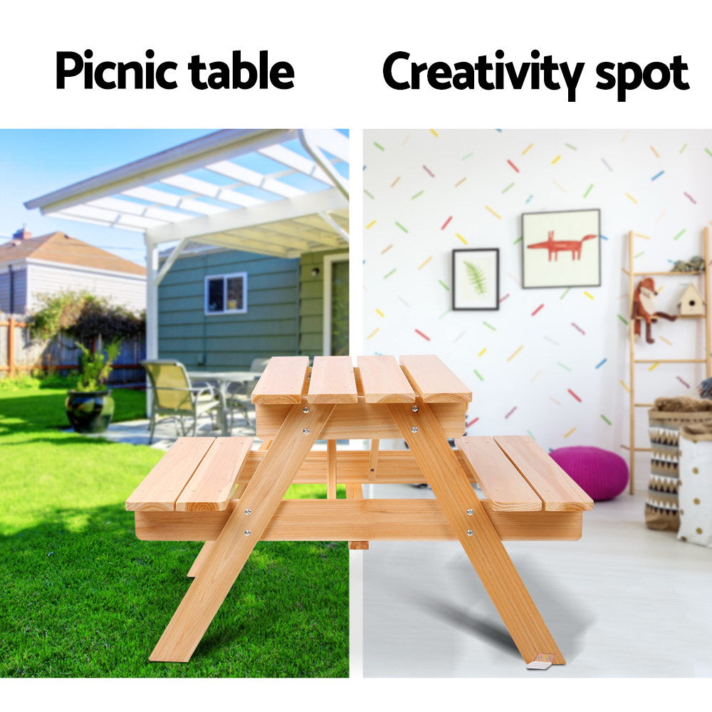 Keezi Kids Outdoor Table and Chairs Picnic Bench Set Children Wooden-Furniture &gt; Outdoor &gt; Outdoor Dining Sets-PEROZ Accessories