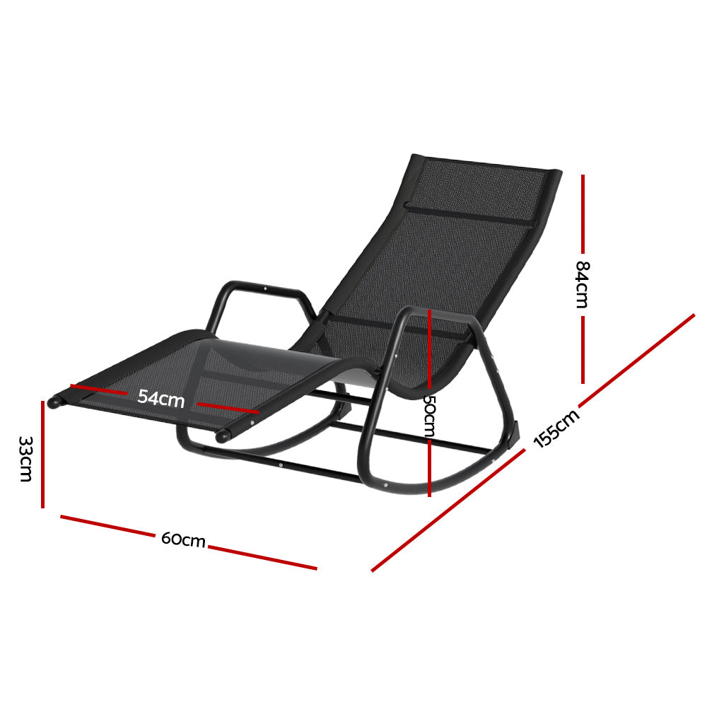 Gardeon Sun Lounge Rocking Chair Outdoor Lounger Patio Furniture Pool Garden-Sun Lounges-PEROZ Accessories