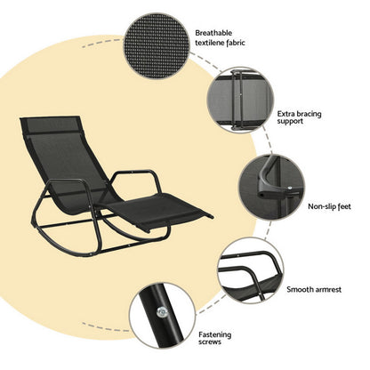 Gardeon Sun Lounge Rocking Chair Outdoor Lounger Patio Furniture Pool Garden-Sun Lounges-PEROZ Accessories