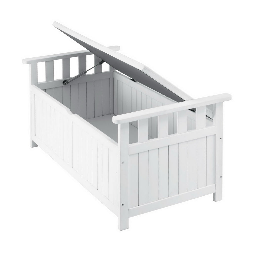 Gardeon Outdoor Storage Bench Box Wooden Garden Toy Tool Patio Furniture White-Furniture &gt; Outdoor &gt; Outdoor Benches-PEROZ Accessories