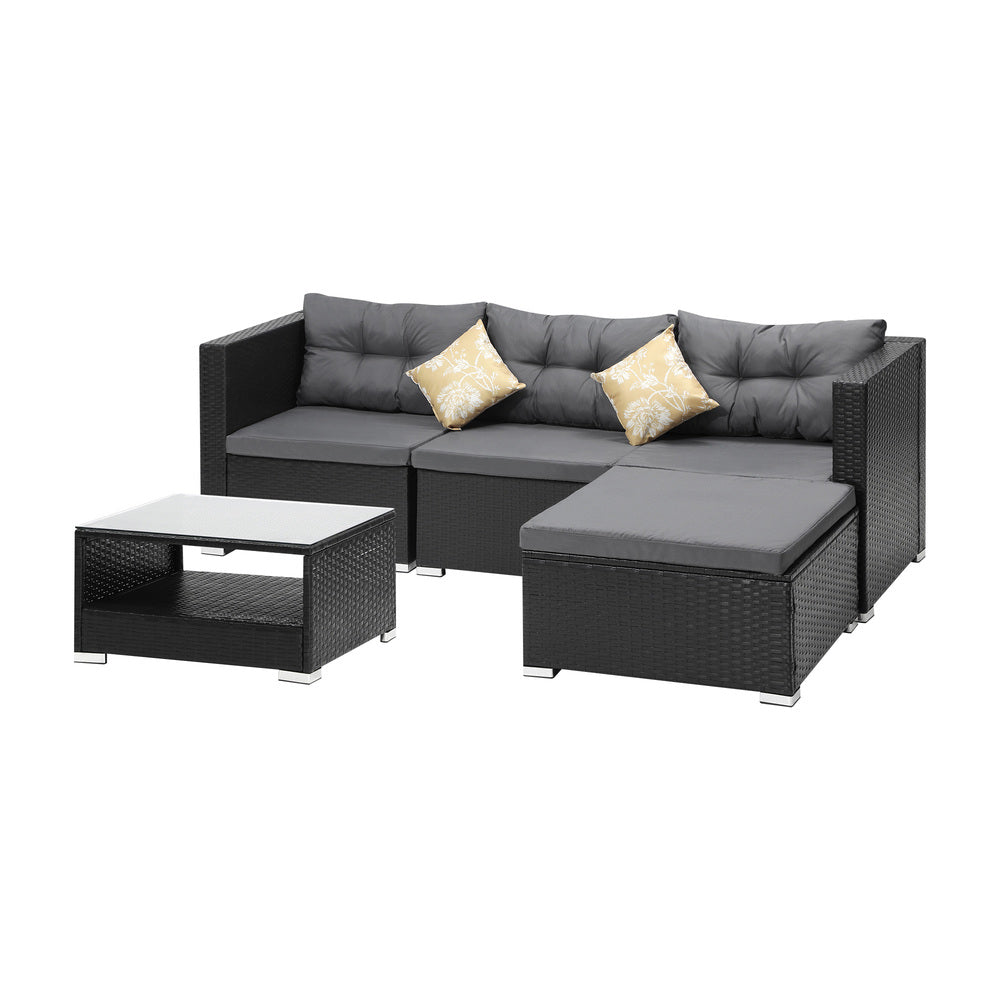 Livsip Outdoor Sofa Set 4 Seater Corner Modular Lounge Set-Outdoor Sofa Sets-PEROZ Accessories