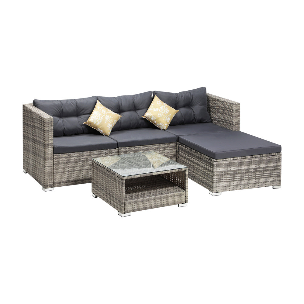 Livsip Outdoor Lounge Setting 5pc Wicker Sofa Set Rattan-Outdoor Sofa Sets-PEROZ Accessories