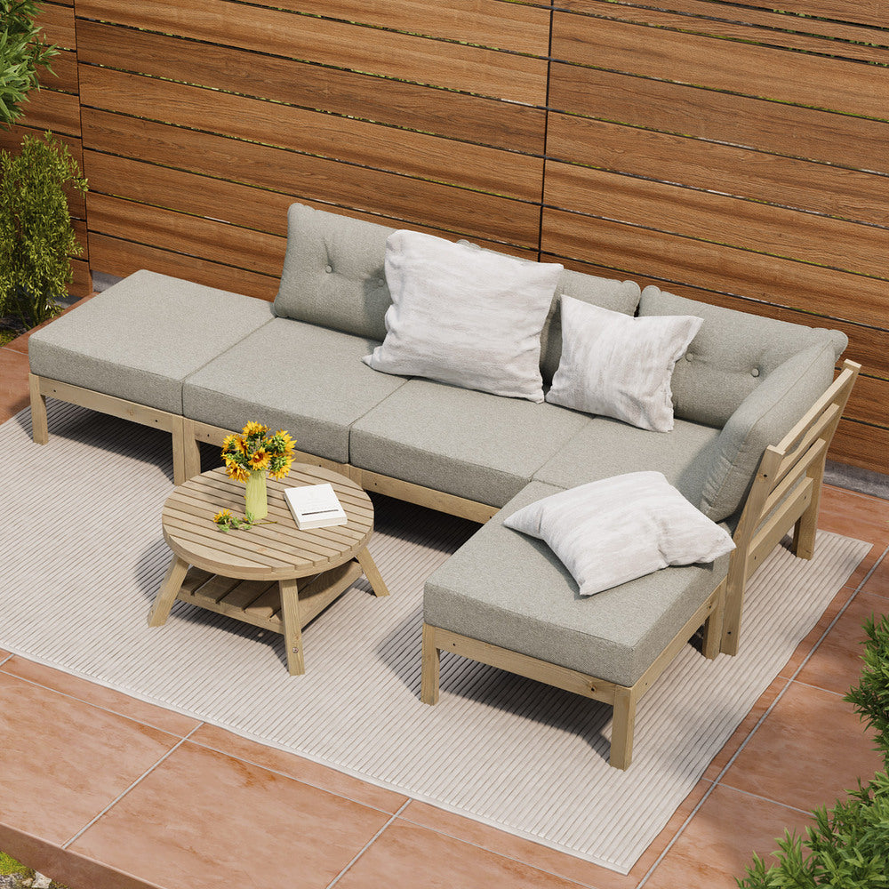 Livsip Outdoor Lounge Sofa Set 7 Piece Garden Furniture-Outdoor Sofa Sets-PEROZ Accessories