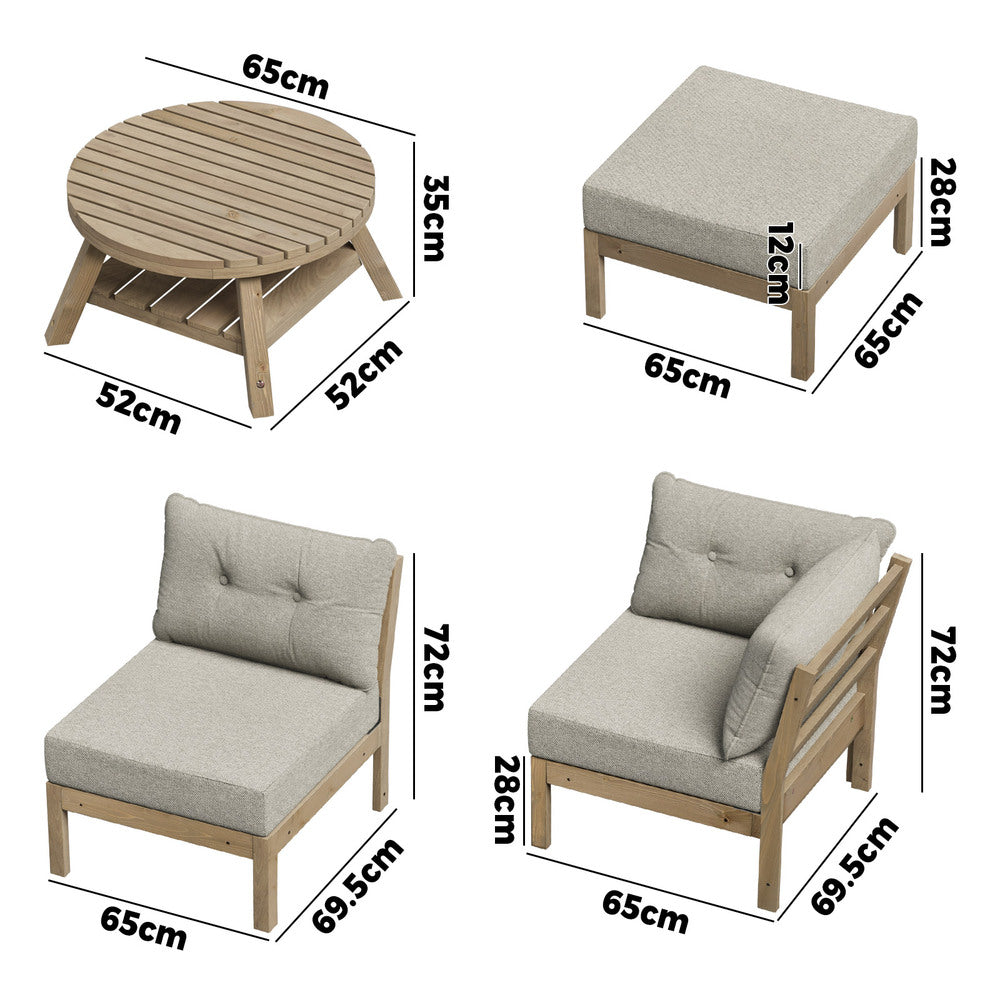 Livsip 6 Piece Outdoor Lounge Sofa Set Garden Furniture-Outdoor Sofa Sets-PEROZ Accessories