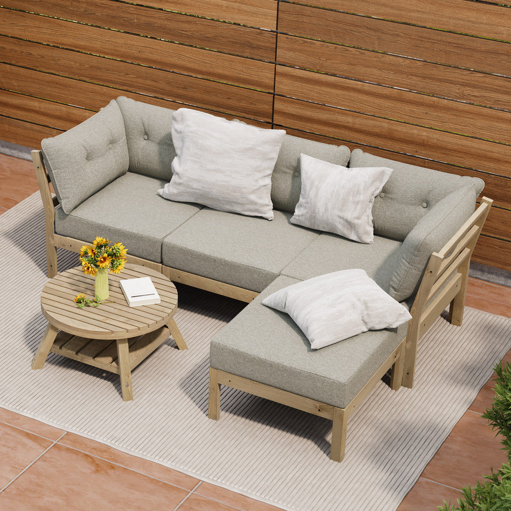 Livsip 5 Piece Outdoor Sofa Set Garden Lounge Patio Setting-Outdoor Sofa Sets-PEROZ Accessories