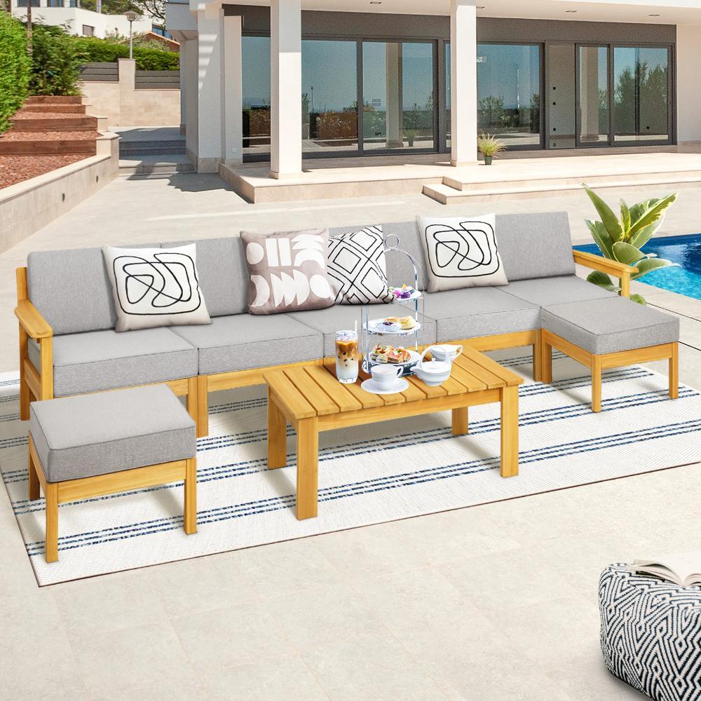 Livsip Outdoor Furniture Sofa Set Garden Lounge Patio Furniture Setting 8 Piece-Outdoor Sofa Sets-PEROZ Accessories