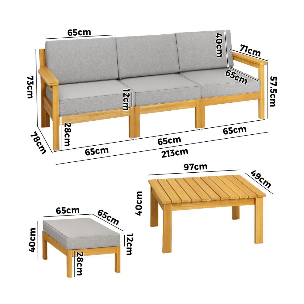 Livsip Outdoor Furniture Sofa Set Garden Lounge Patio Furniture Setting 8 Piece-Outdoor Sofa Sets-PEROZ Accessories