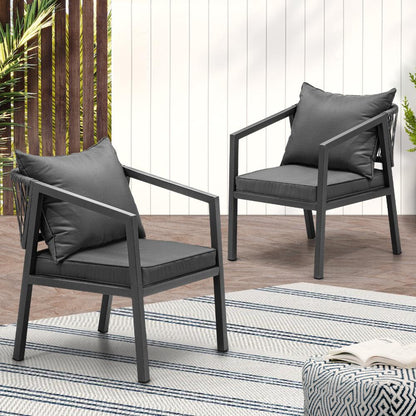 Livsip 2PCS Outdoor Furniture Chairs Garden Patio Garden Lounge Set Steel Frame-Outdoor Patio Sets-PEROZ Accessories