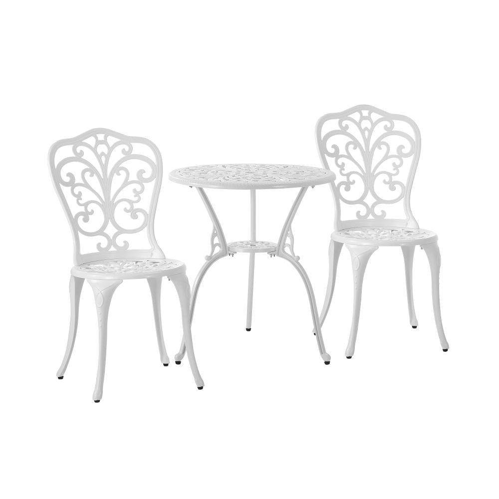 Livsip Bistro Outdoor Setting Chairs Table Patio Dining 3PCS Set Cast Aluminium-Outdoor Patio Sets-PEROZ Accessories