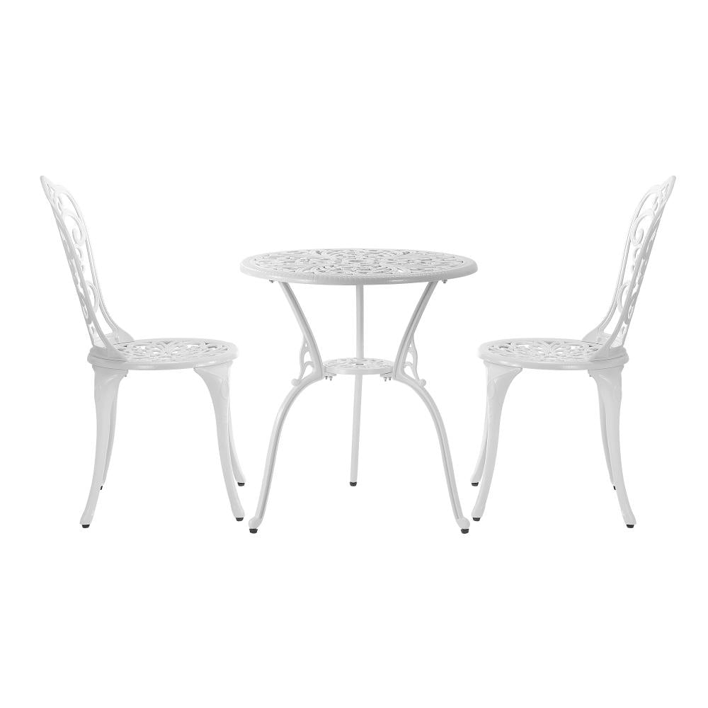 Livsip Bistro Outdoor Setting Chairs Table Patio Dining 3PCS Set Cast Aluminium-Outdoor Patio Sets-PEROZ Accessories