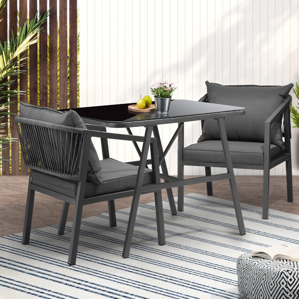 Livsip 3PCS Outdoor Dining Setting Lounge Patio Furniture Table Chairs Set-Outdoor Patio Sets-PEROZ Accessories