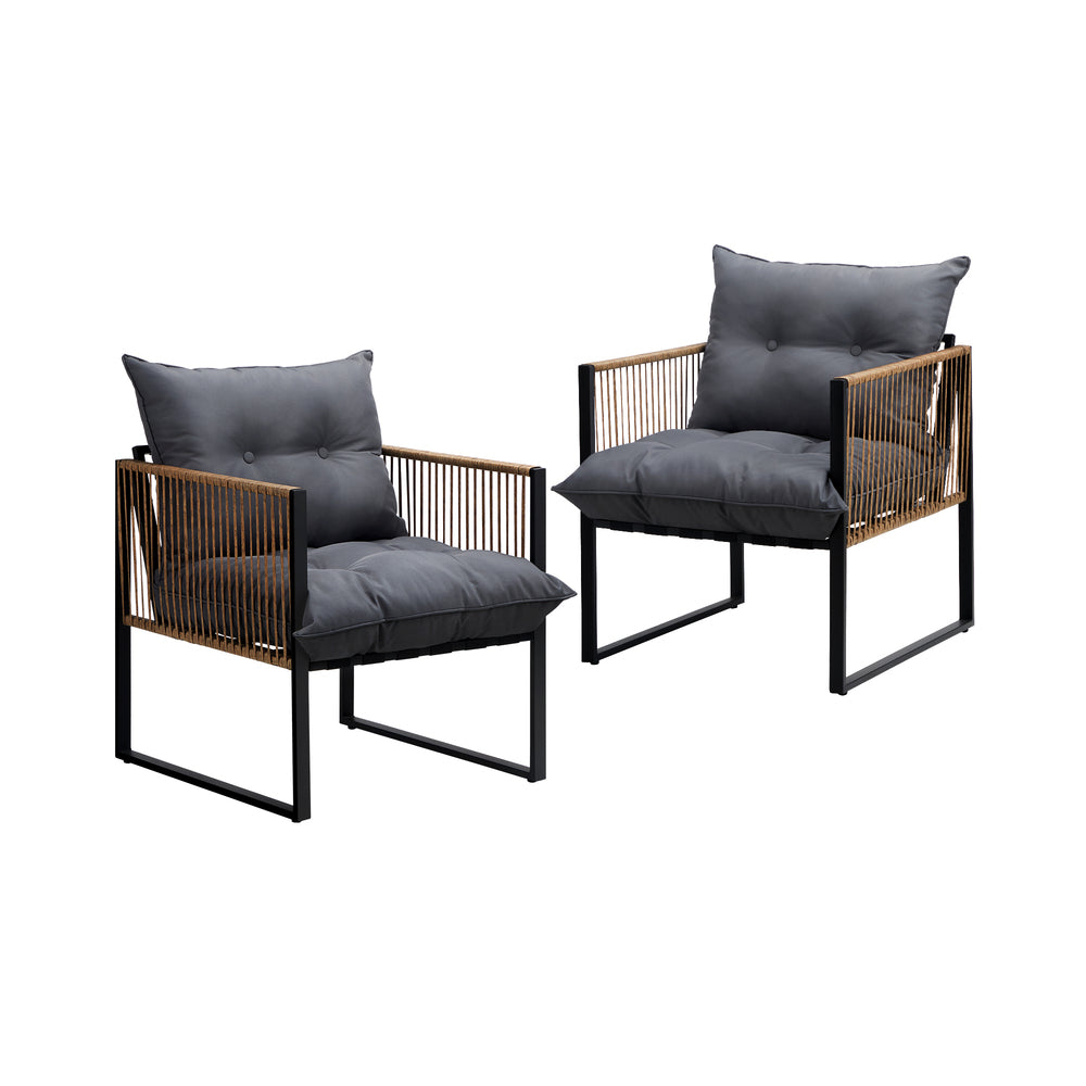 Livsip 2PCS Outdoor Chairs Patio Set PE Wicker-Outdoor Patio Sets-PEROZ Accessories