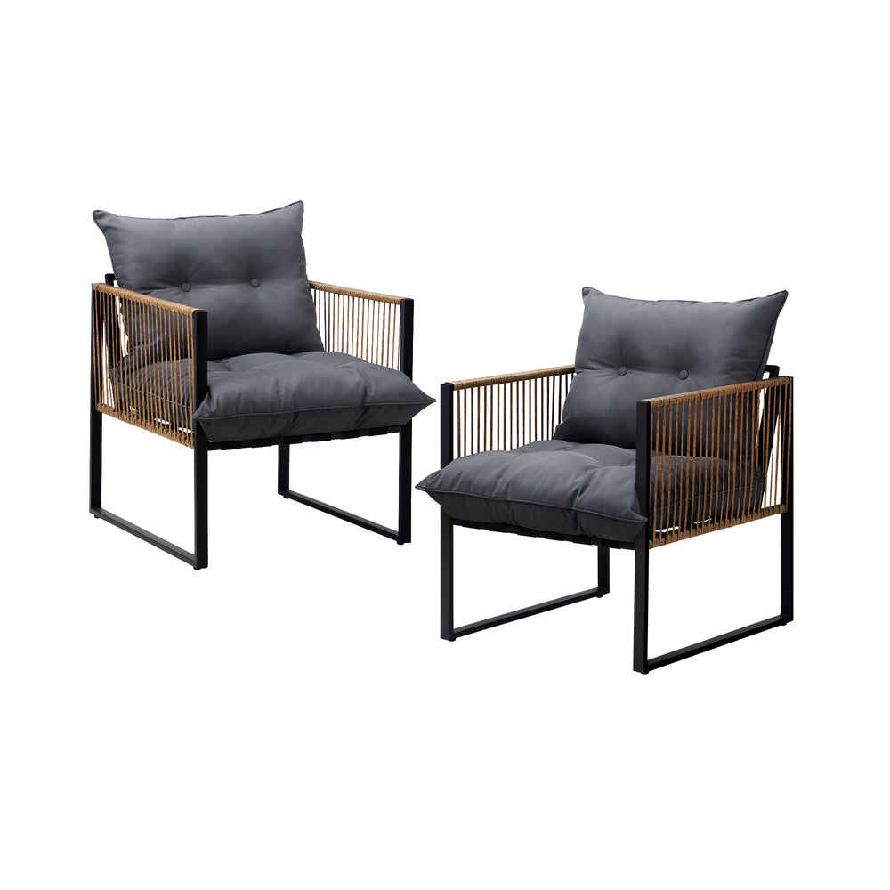 Livsip 2PCS Outdoor Chairs Patio Set PE Wicker-Outdoor Patio Sets-PEROZ Accessories