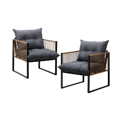 Livsip 2PCS Outdoor Chairs Patio Set PE Wicker-Outdoor Patio Sets-PEROZ Accessories