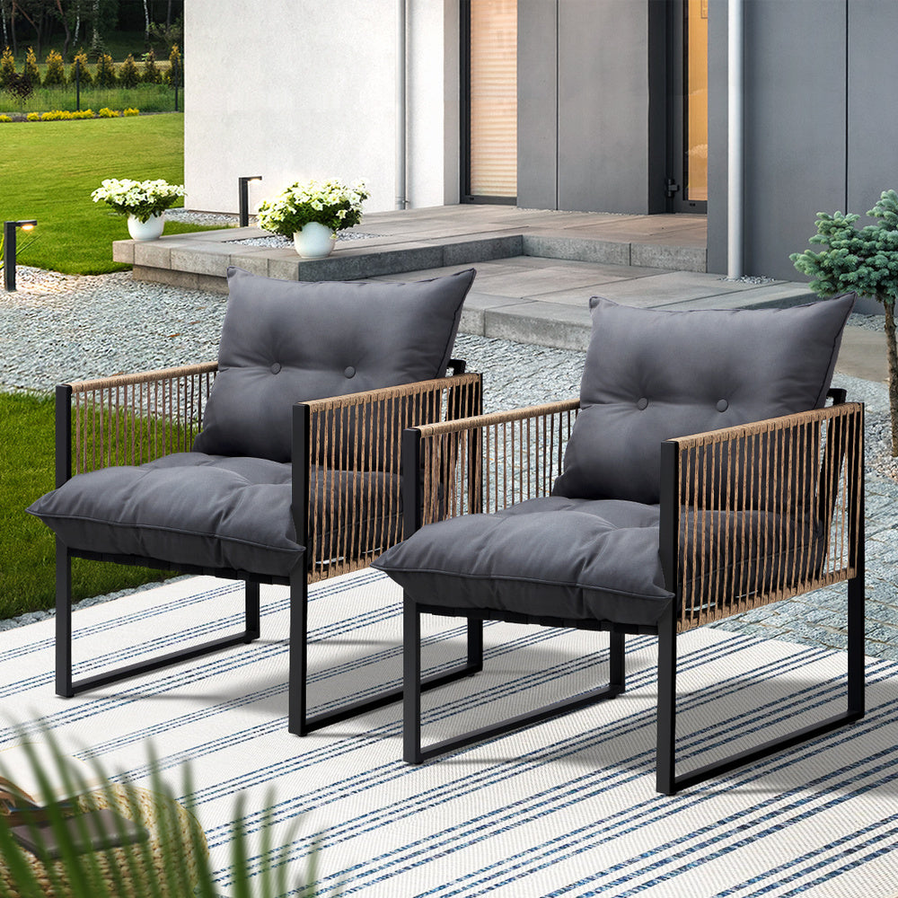 Livsip 2PCS Outdoor Chairs Patio Set PE Wicker-Outdoor Patio Sets-PEROZ Accessories