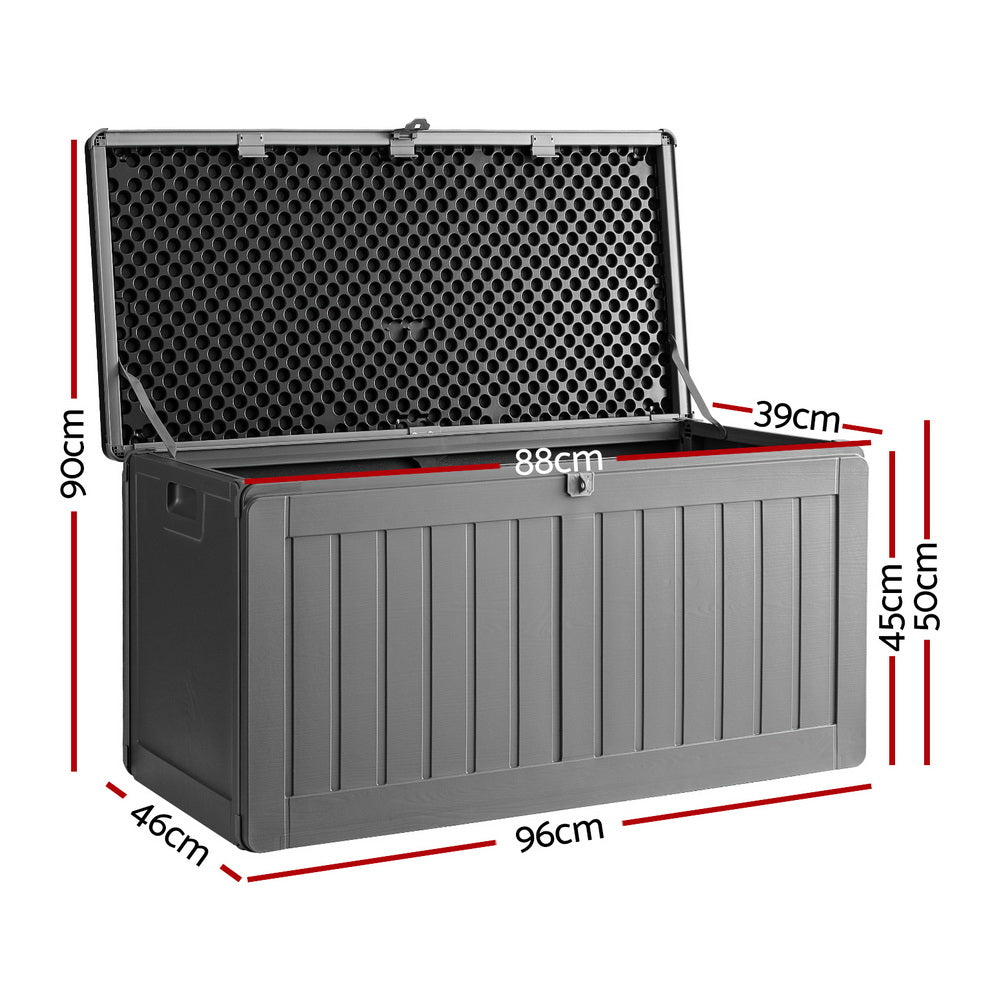 Gardeon Outdoor Storage Box 190L Container Lockable Garden Bench Tool Shed Black-Outdoor Storage Boxes-PEROZ Accessories