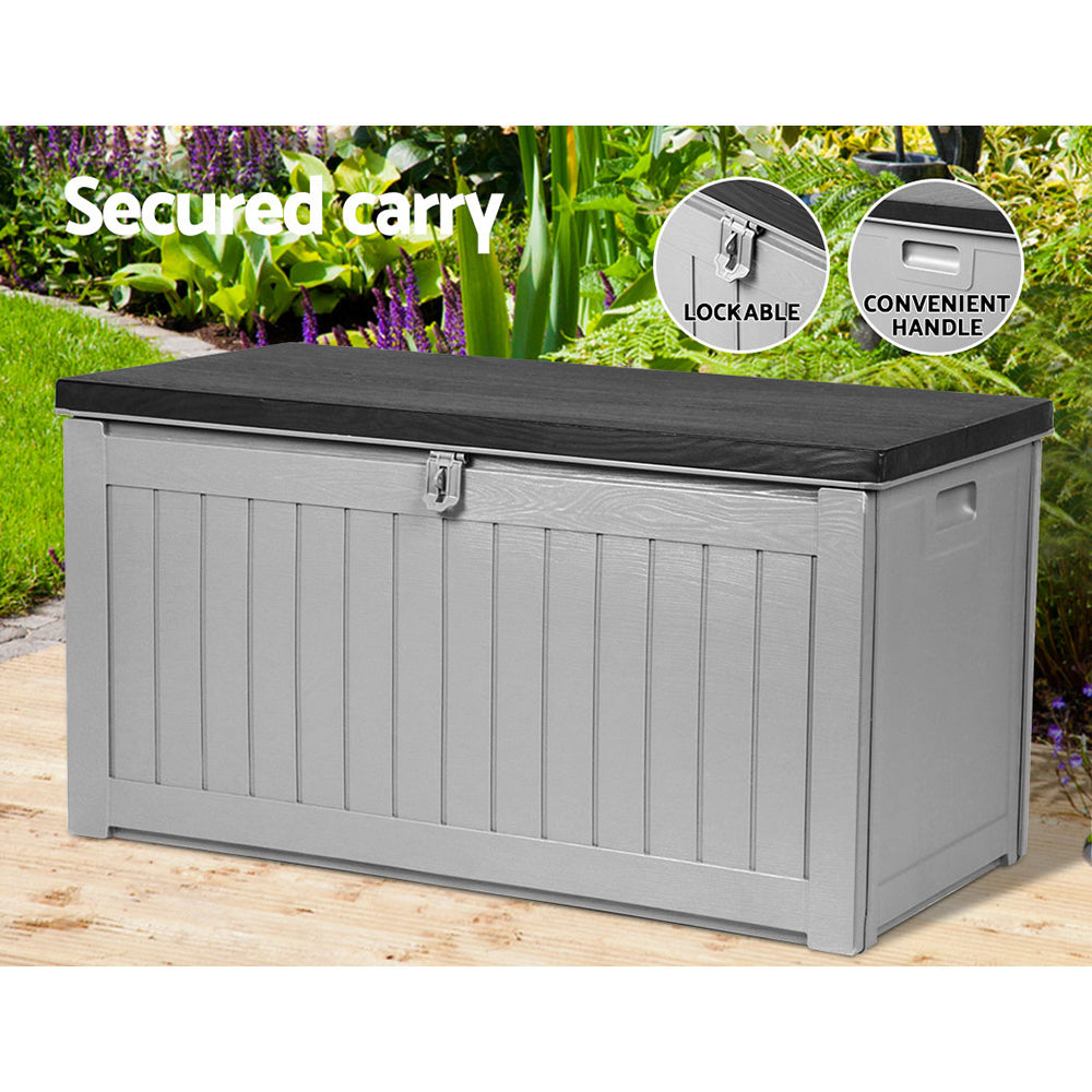 Gardeon Outdoor Storage Box 190L Container Lockable Garden Bench Tool Shed Black-Outdoor Storage Boxes-PEROZ Accessories