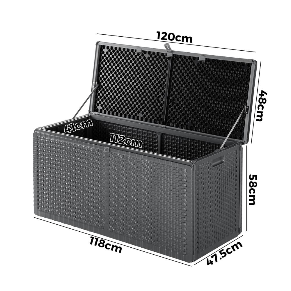 Livsip Outdoor Storage Box Bench 310L Black&amp;Grey-Outdoor Storage Boxes-PEROZ Accessories