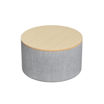 Artiss Storage Ottoman Blanket Box 60cm Linen Round Grey-Furniture &gt; Living Room-PEROZ Accessories