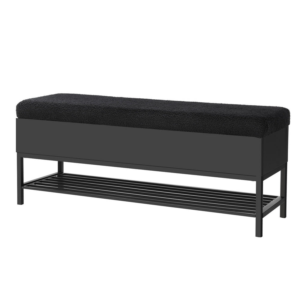 Artiss Storage Ottoman Blanket Box 110cm Boucle Shelf-Furniture &gt; Living Room-PEROZ Accessories