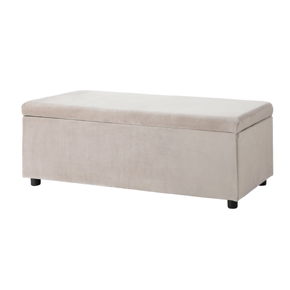 Artiss Storage Ottoman Blanket Box Table 97cm Velvet Taupe-Furniture &gt; Living Room-PEROZ Accessories