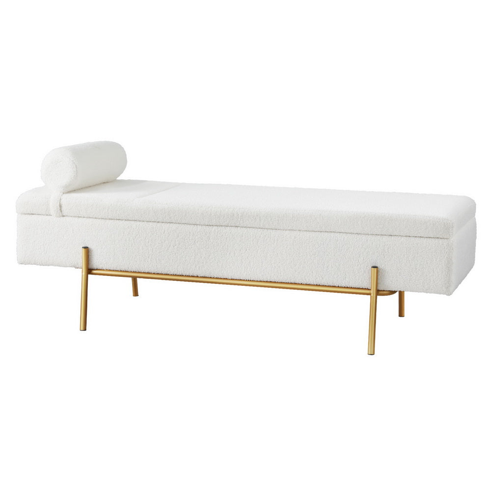 Artiss Storage Ottoman Bed 140cm Pillow Boucle Fabric-Furniture &gt; Living Room-PEROZ Accessories