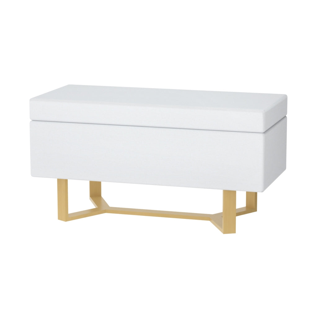 Artiss Storage Ottoman Blanket Box Criss-cross Linen White-Furniture &gt; Living Room &gt; Ottomans &amp; Footstools-PEROZ Accessories