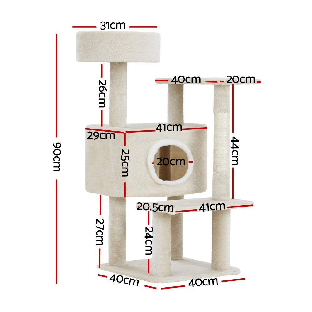 i.Pet Cat Tree 90cm Scratching Post Tower Scratcher Wood Condo House Bed Trees-Cat Trees-PEROZ Accessories