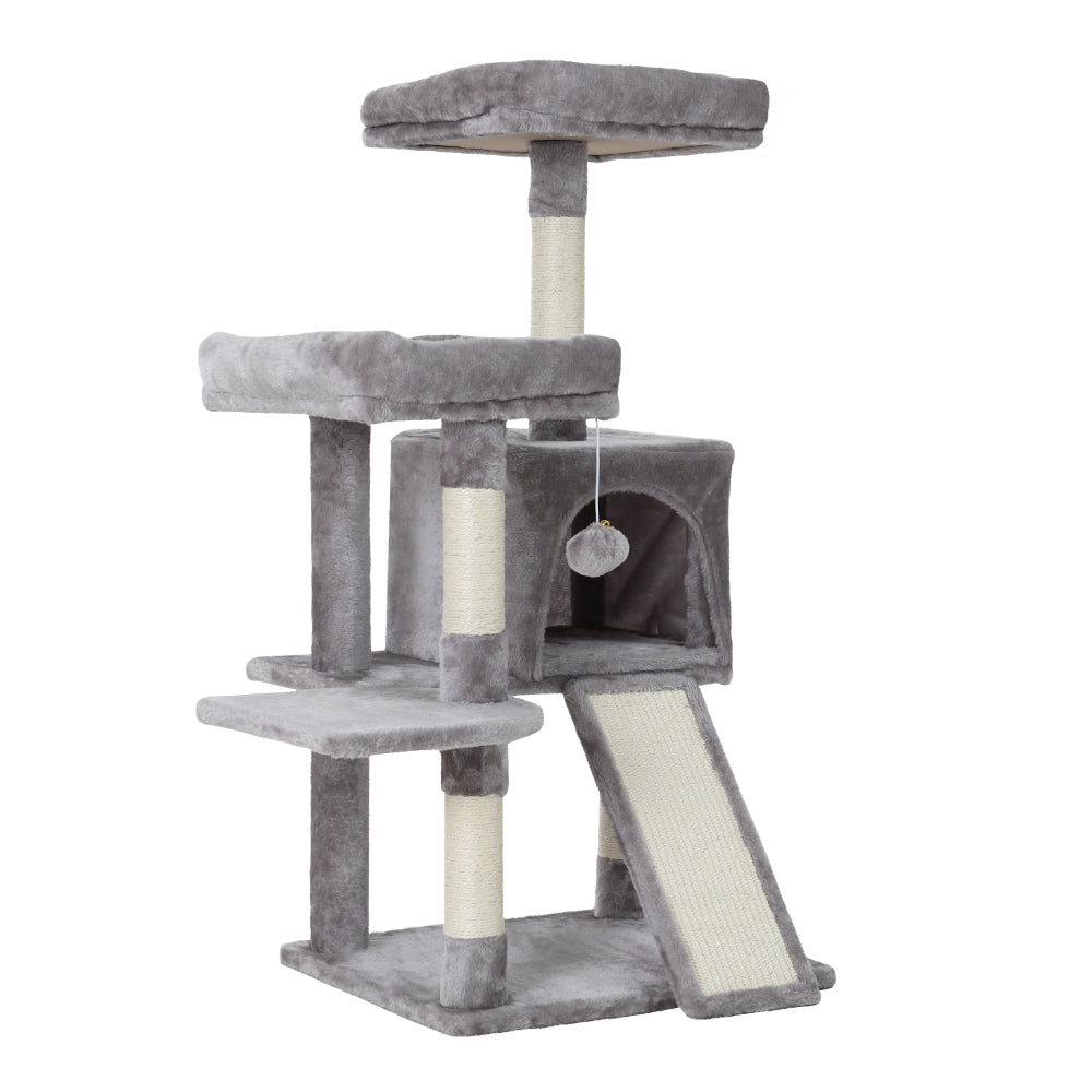 i.Pet Cat Tree 103cm Tower Scratching Post Scratcher Wood Condo House Trees Grey-Cat Trees-PEROZ Accessories