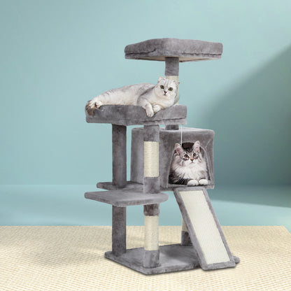 i.Pet Cat Tree 103cm Tower Scratching Post Scratcher Wood Condo House Trees Grey-Cat Trees-PEROZ Accessories