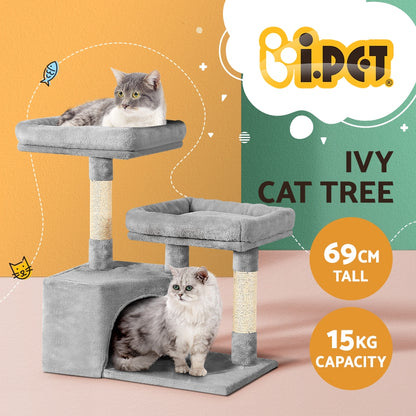 i.Pet Cat Tree 69cm Scratching Post Tower Scratcher Wood Condo House Bed Trees-Cat Trees-PEROZ Accessories