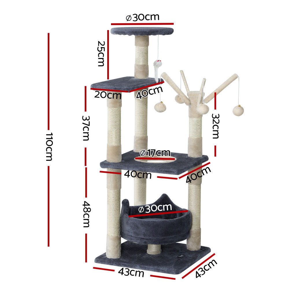 i.Pet Cat Tree 110cm Tower Scratching Post Scratcher Wood Condo House Bed Toys-Cat Trees-PEROZ Accessories