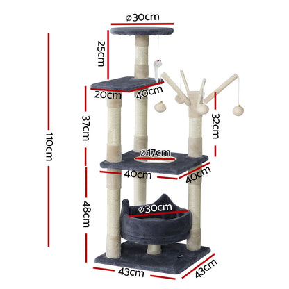 i.Pet Cat Tree 110cm Tower Scratching Post Scratcher Wood Condo House Bed Toys-Cat Trees-PEROZ Accessories