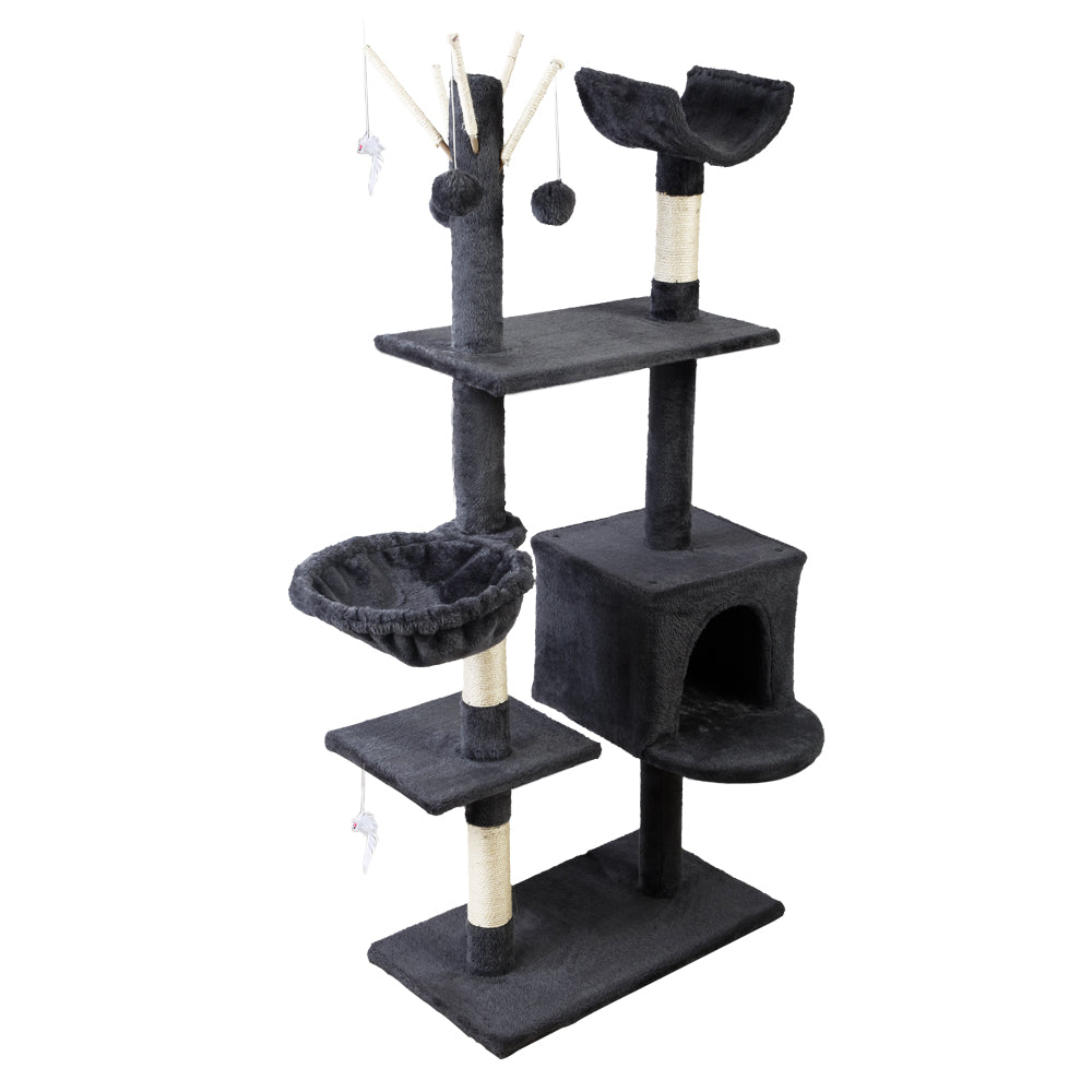 i.Pet Cat Tree 140cm Tower Scratching Post Scratcher Trees Toys Condo Bed Grey-Cat Trees-PEROZ Accessories