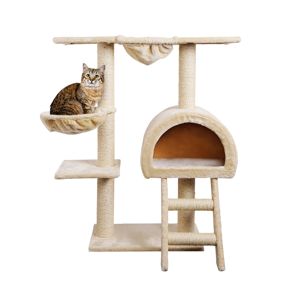 i.Pet Cat Tree 100cm Tower Scratching Post Scratcher Condo House Trees Bed Beige-Cat Trees-PEROZ Accessories