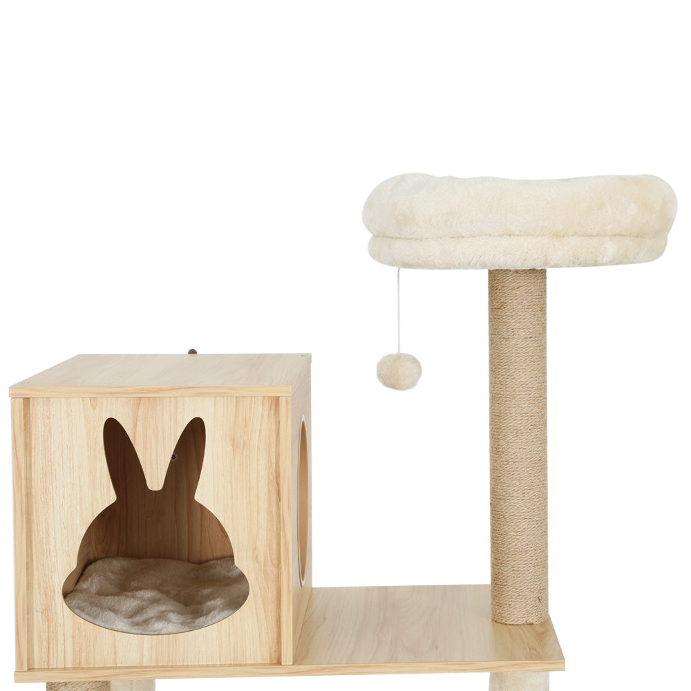 i.Pet Cat Tree 141cm Tower Scratching Post Scratcher Wood Bed Condo Toys House Ladder-Cat Trees-PEROZ Accessories