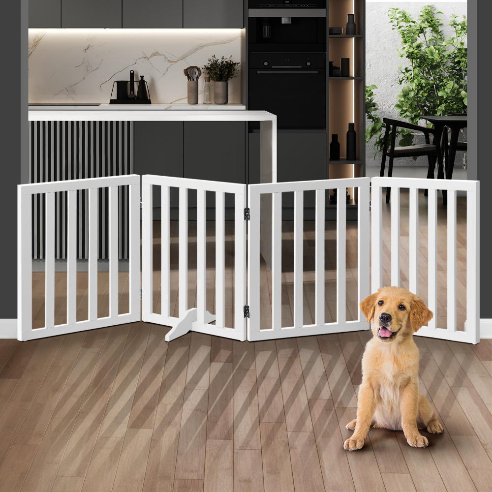 Alopet Wooden Pet Gate Dog Fence Safety Stair Barrier Security Door 4 Panels-Dog Fence-PEROZ Accessories