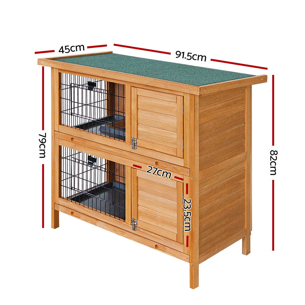 i.Pet Rabbit Hutch 91.5cm x 45cm x 82cm Chicken Coop Large Wooden House Run Cage Pet Bunny-Pet Care &gt; Coops &amp; Hutches-PEROZ Accessories