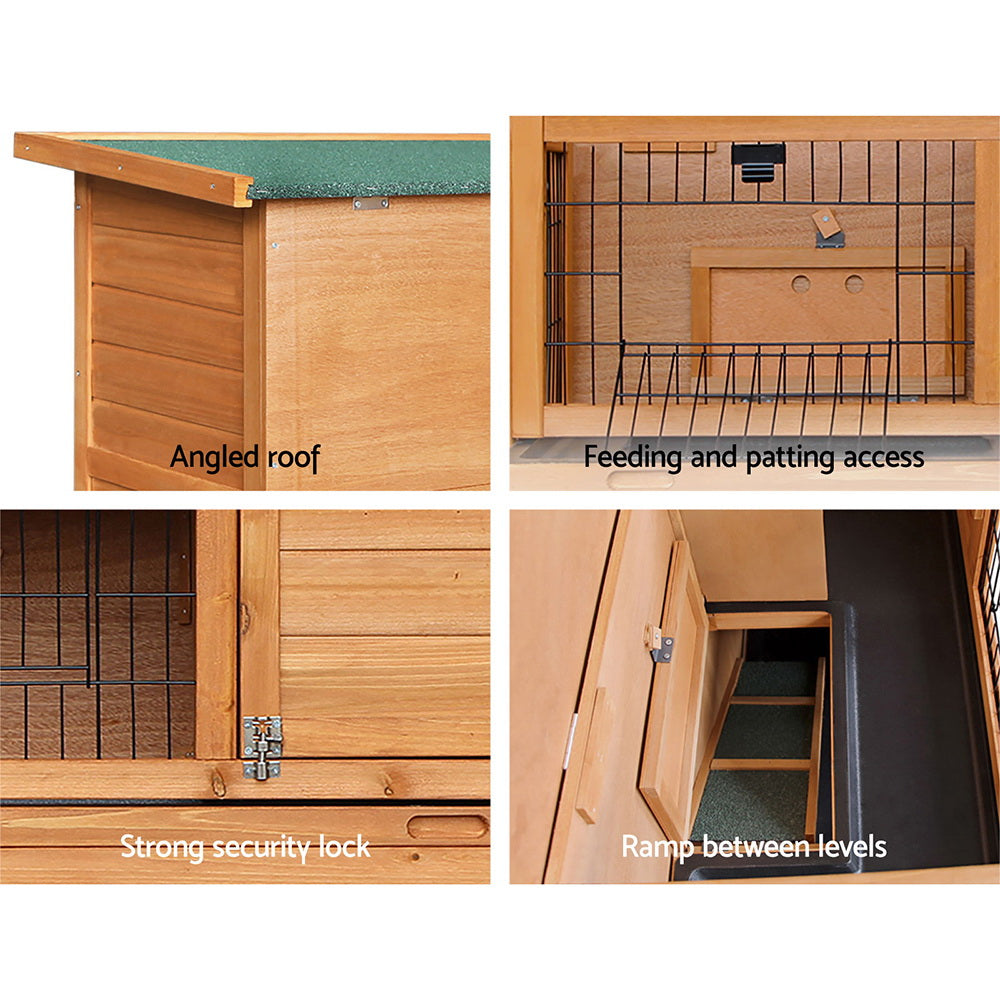 i.Pet Rabbit Hutch 91.5cm x 45cm x 82cm Chicken Coop Large Wooden House Run Cage Pet Bunny-Pet Care &gt; Coops &amp; Hutches-PEROZ Accessories