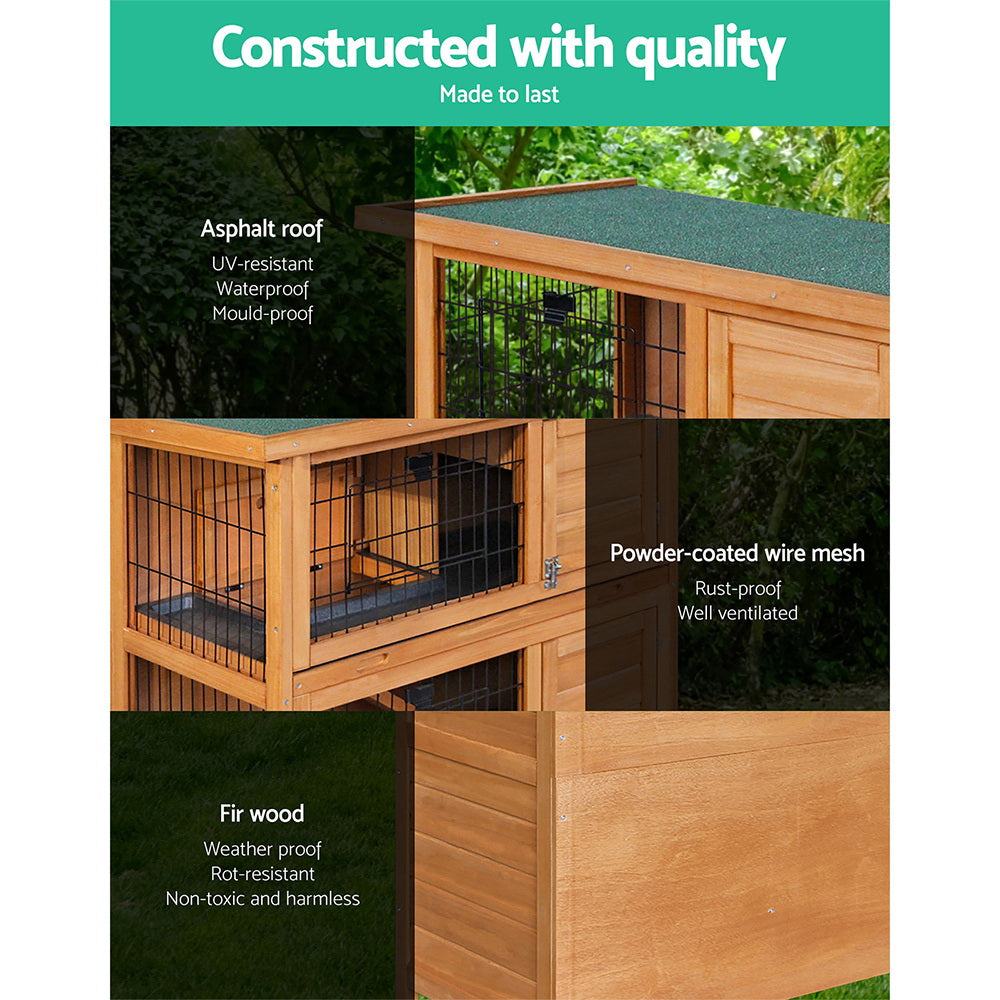 i.Pet Rabbit Hutch 91.5cm x 45cm x 82cm Chicken Coop Large Wooden House Run Cage Pet Bunny-Pet Care &gt; Coops &amp; Hutches-PEROZ Accessories