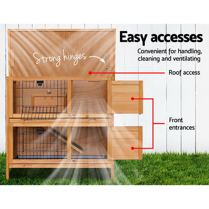 i.Pet Rabbit Hutch 91.5cm x 45cm x 82cm Chicken Coop Large Wooden House Run Cage Pet Bunny-Pet Care &gt; Coops &amp; Hutches-PEROZ Accessories