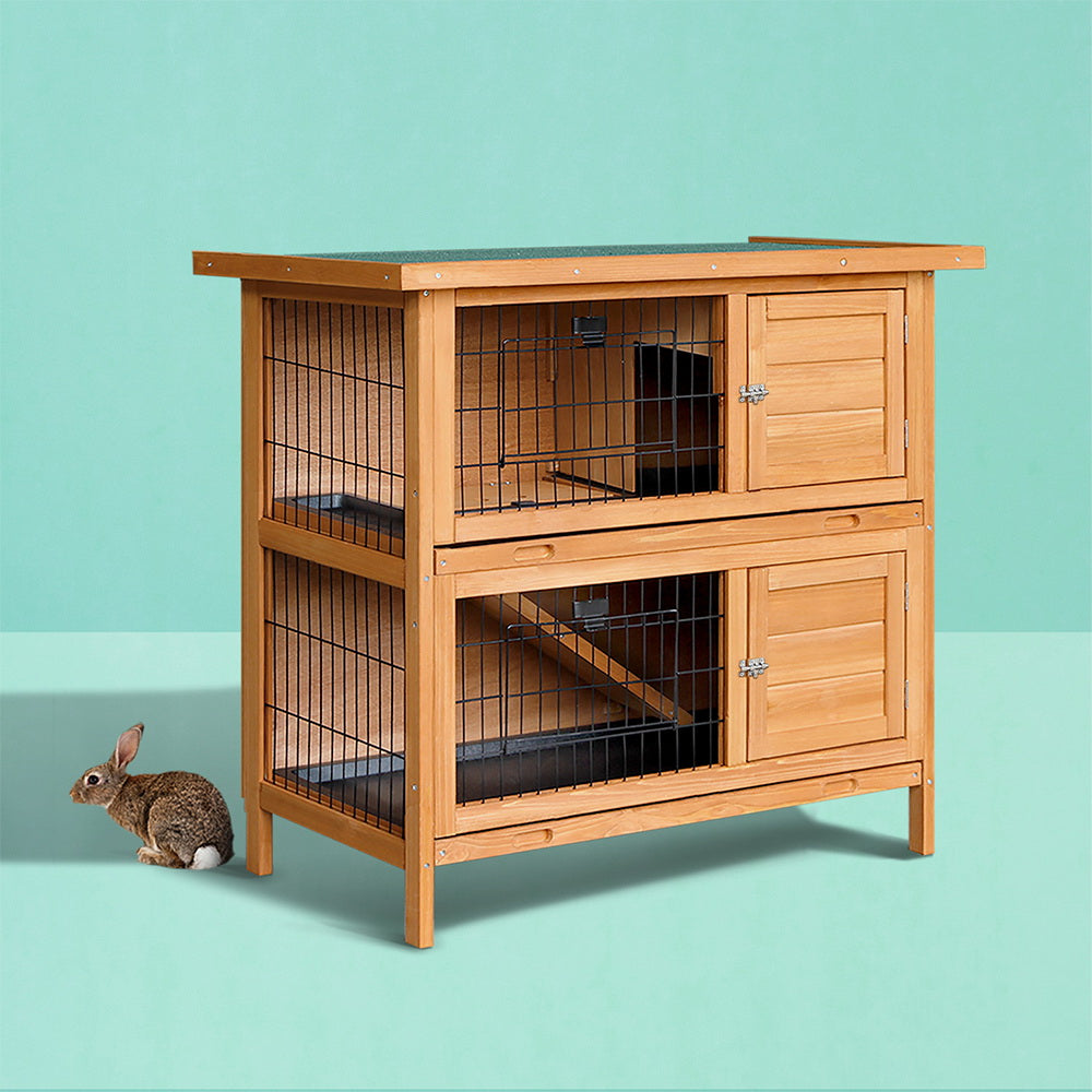 i.Pet Rabbit Hutch 91.5cm x 45cm x 82cm Chicken Coop Large Wooden House Run Cage Pet Bunny-Pet Care &gt; Coops &amp; Hutches-PEROZ Accessories