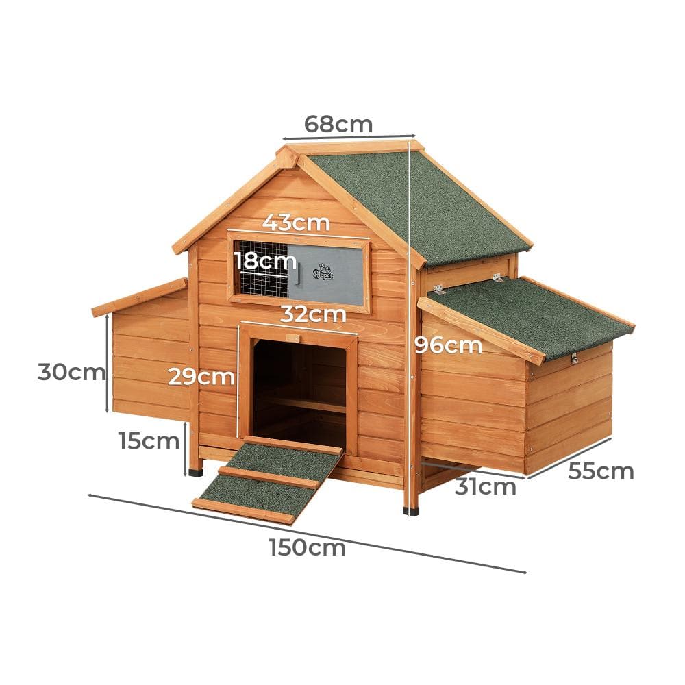 Alopet Chicken Coop Rabbit Hutch Large House Run Cage Wooden Outdoor Pet Hutch-Wooden Hutch-PEROZ Accessories