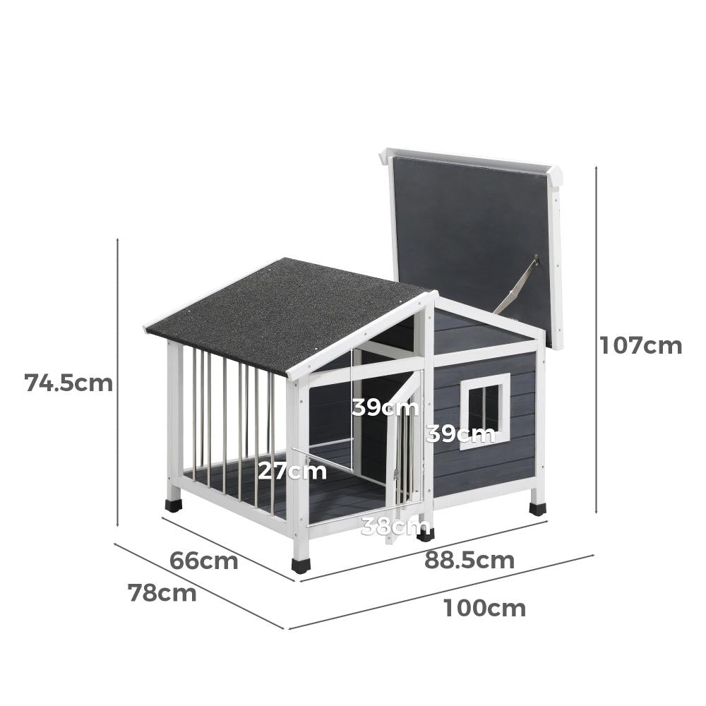 Alopet Wooden Pet Dog Kennel Awning Cabin Log Box Home Dog Cage Timber House-Wooden Kennel-PEROZ Accessories