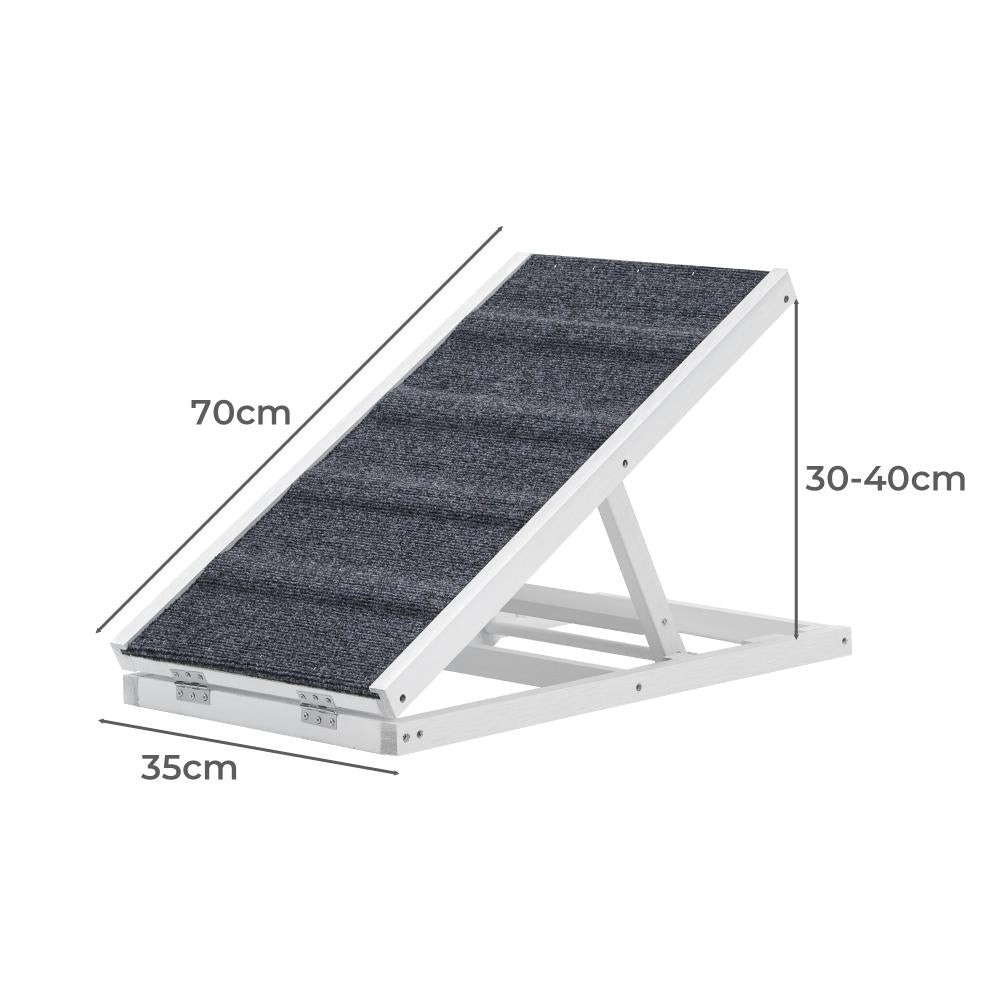 Alopet Dog Pet Ramp Adjustable Height Stairs Bed Sofa Car Foldable 70cm White-Pet Product-PEROZ Accessories